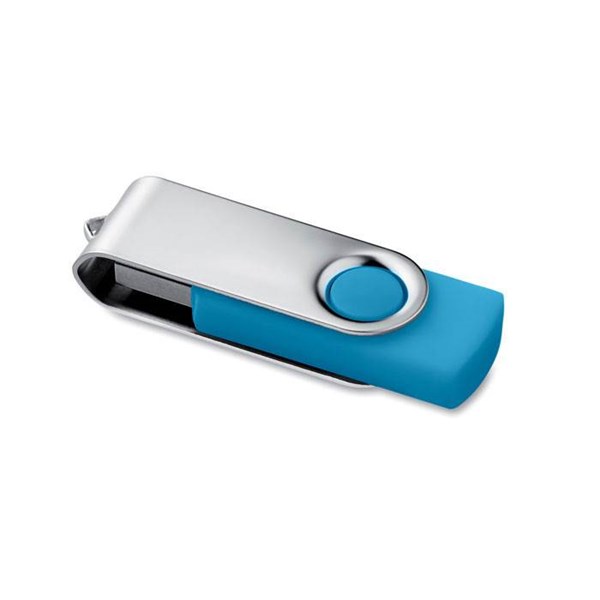 Obrázky: Stříbrno-tyrkysový USB flash disk 16GB