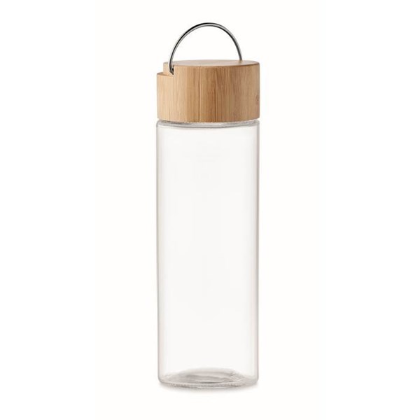 Obrázky: Transparentní skleněná láhev s bambusovým víčkem, Obrázek 1
