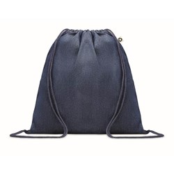 Obrázky: Modrý stahovací batoh z džínoviny