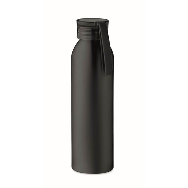 Obrázky: Černá hliníková láhev 600ml se silikon. poutkem