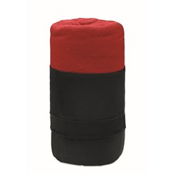 Obrázky: Fleecová cestovní deka z RPET s obalem, červená