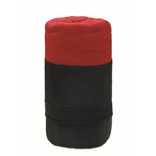 Obrázky: Fleecová cestovní deka z RPET s obalem, červená, Obrázek 1