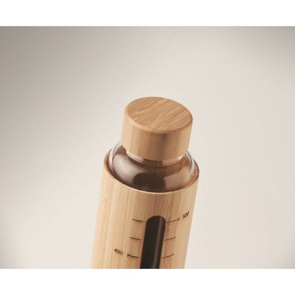 Obrázky: Skleněná láhev s bambusovým krytem, 600ml, hnědá, Obrázek 5