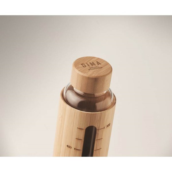 Obrázky: Skleněná láhev s bambusovým krytem, 600ml, hnědá, Obrázek 6
