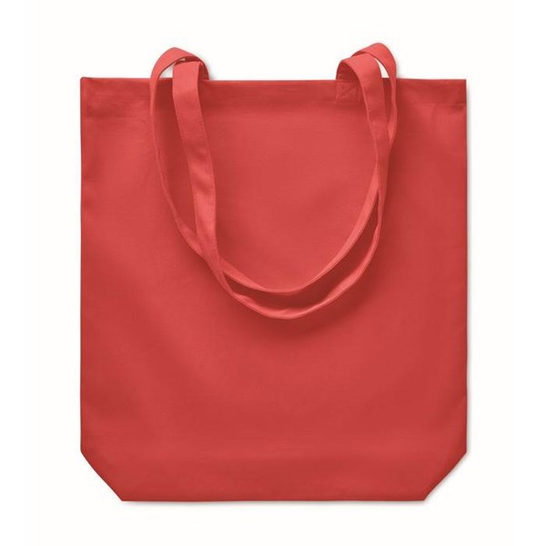 Obrázky: Červená nákupní plátěná taška s dlouhými uchy, Obrázek 2