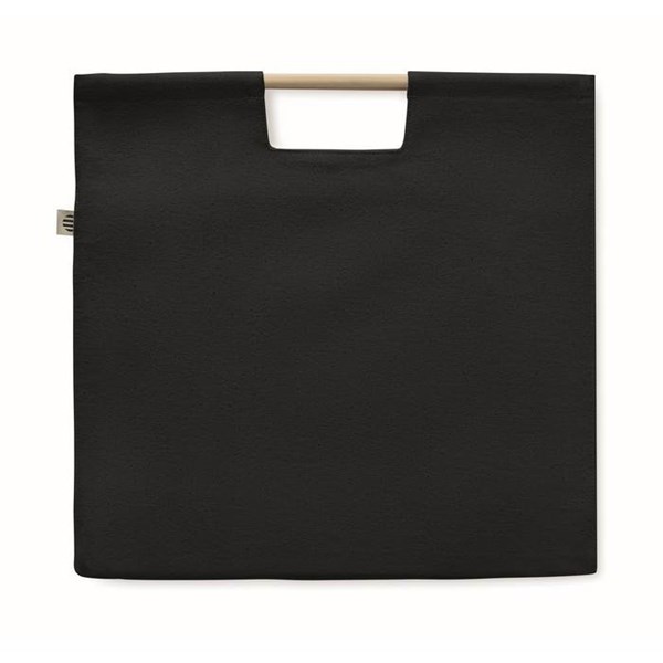 Obrázky: Černá nákupní plátěná taška s bambusovými uchy, Obrázek 5