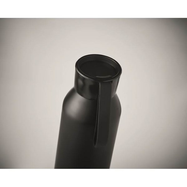 Obrázky: Černá hliníková láhev 600ml se silikon. poutkem, Obrázek 2