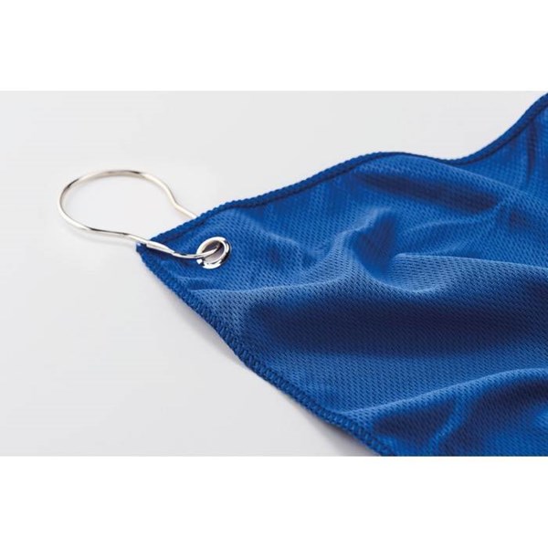 Obrázky: Modrý golfový RPET ručník s háčkem, Obrázek 5