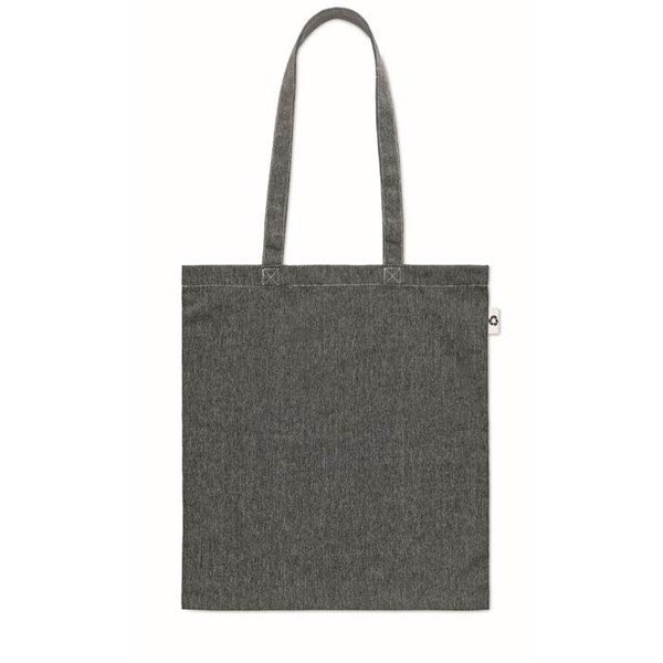 Obrázky: Černá melír. nákupní taška s dlouhými uchy,140g/m2, Obrázek 5