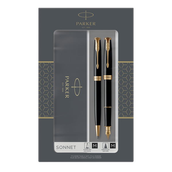 Obrázky: Parker Sonnet Matte Black GT, set pl. a kulič. pera, Obrázek 2