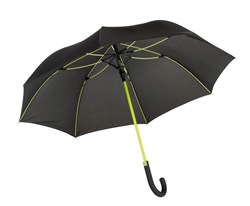 Obrázky: Černý automatický deštník se zelenými žebry a tyčí