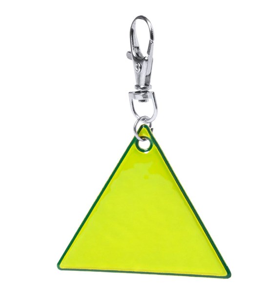 Obrázky: Trojúhelníkový reflexní přívěsek na klíče, žlutý, Obrázek 3
