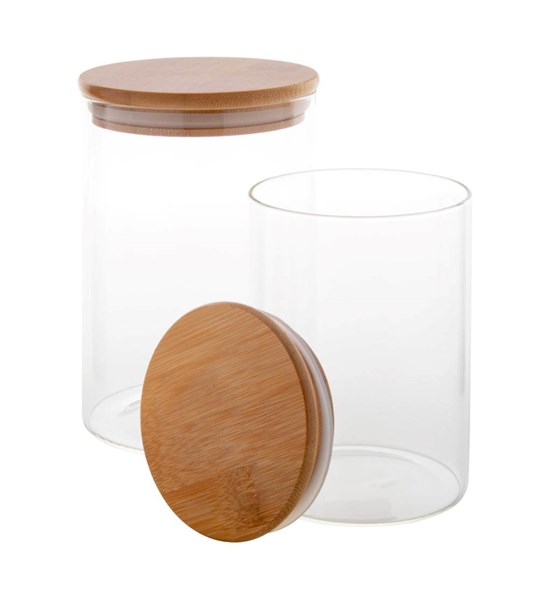 Obrázky: Dóza z borosilikátového skla 1000 ml, bambus víčko, Obrázek 2