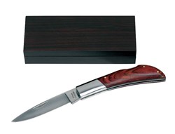 Obrázky: Štíhlý zavírací nůž v kombinaci dřevo a kov v boxu