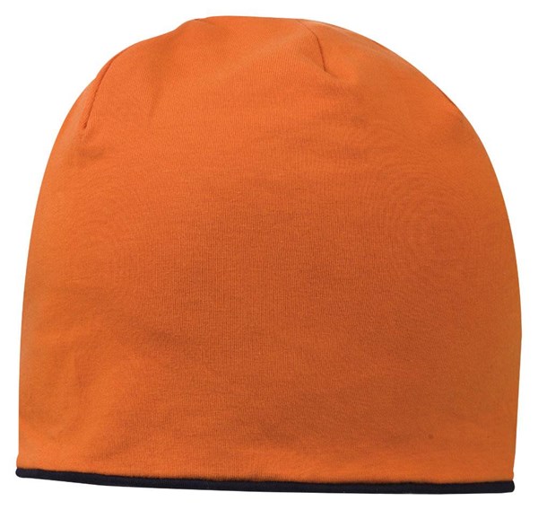 Obrázky: Dvoubarevná dvojitá čepice z bavlny oranžovo/černá, Obrázek 1
