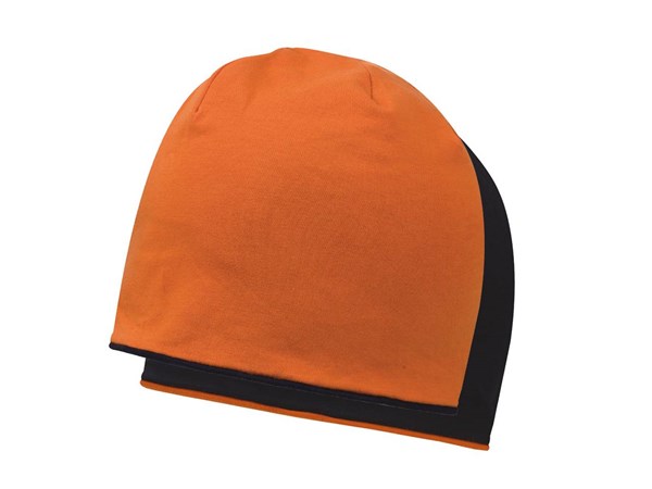 Obrázky: Dvoubarevná dvojitá čepice z bavlny oranžovo/černá, Obrázek 2
