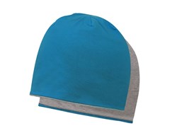 Obrázky: Modro/šedá oboustranná bavlněná dvojvrstvá čepice