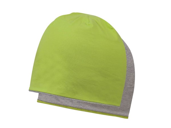 Obrázky: Dvoubarevná dvojitá čepice z bavlny zeleno/šedá
