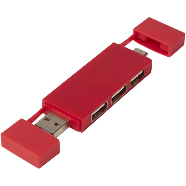 Obrázky: Duální rozbočovač USB 2.0 červená, Obrázek 1
