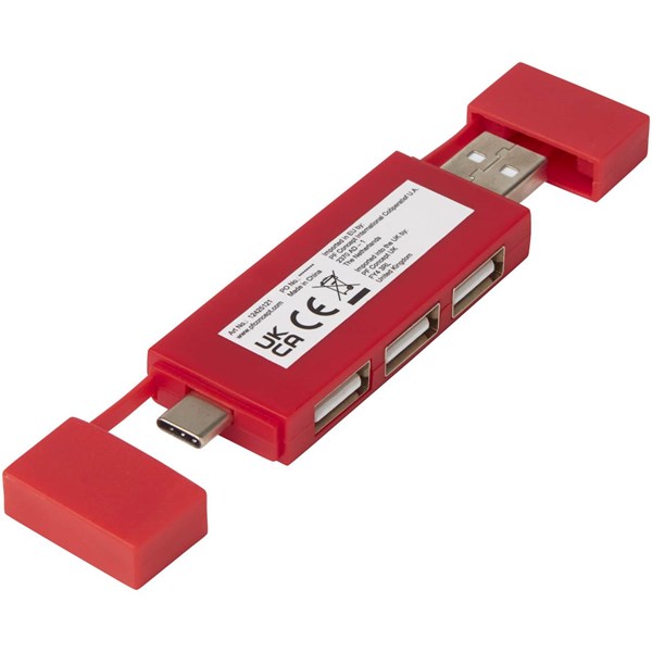 Obrázky: Duální rozbočovač USB 2.0 červená, Obrázek 2