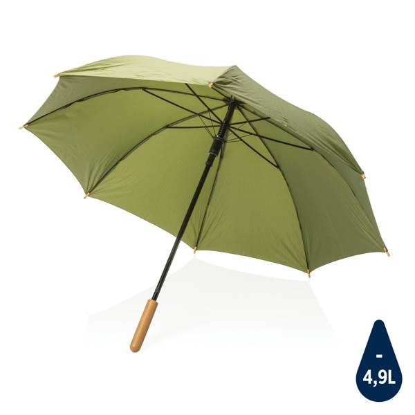 Obrázky: Zelený rPET automatický deštník, madlo bambus, Obrázek 1