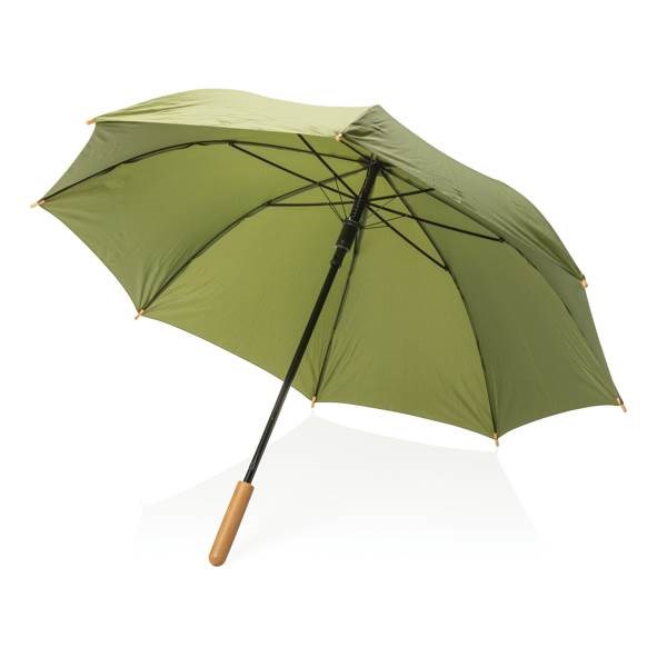 Obrázky: Zelený rPET automatický deštník, madlo bambus, Obrázek 4