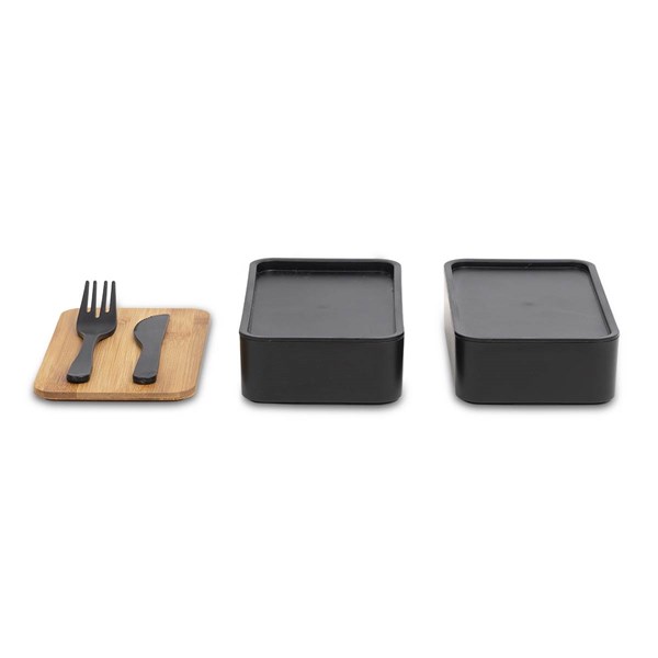 Obrázky: Dvojitá krabička na jídlo s příborem, černá, Obrázek 6