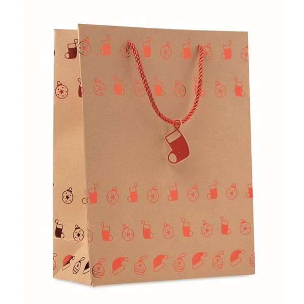 Obrázky: Vánoční papírová taška 25x11x32 cm, červený motiv, Obrázek 1