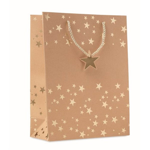 Obrázky: Vánoční papírová taška 25x11x32 cm, zlatý motiv, Obrázek 1