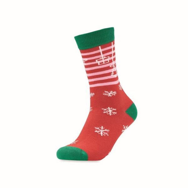 Obrázky: Pár ponožek s vánočním motivem, vel. M červené
