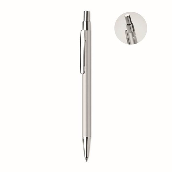 Obrázky: Stříbrné kuličkové pero z hliníku s modrou náplní