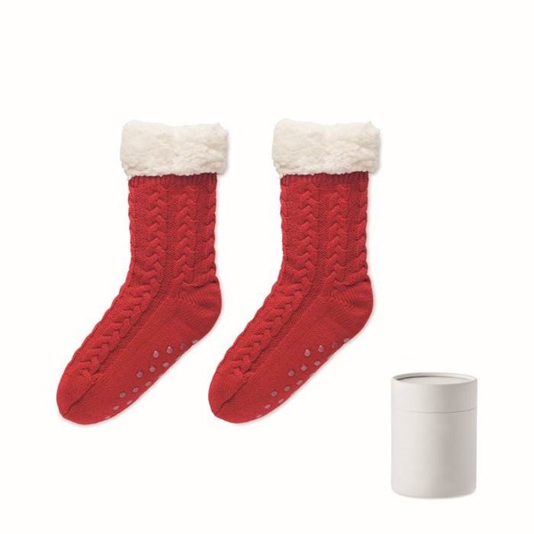 Obrázky: Červené pletené ponožky, 1 pár, vel. M