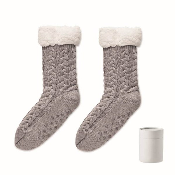 Obrázky: Šedé pletené ponožky, 1 pár, vel. L