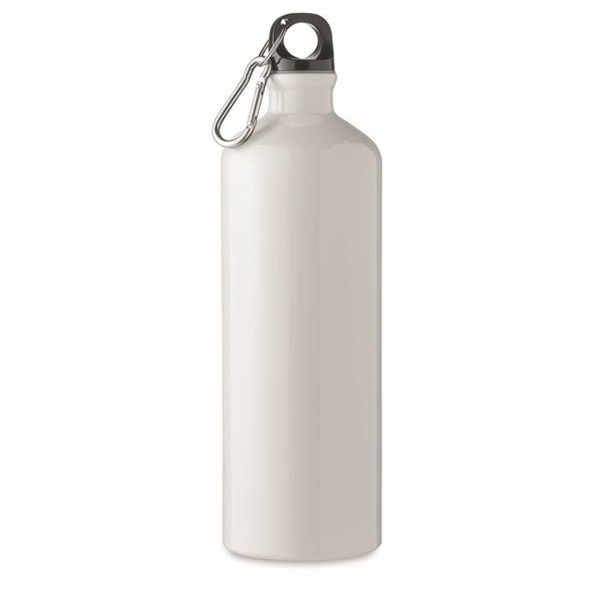 Obrázky: Bílá jednostěnná hliníková láhev s karabinou 1 l, Obrázek 1