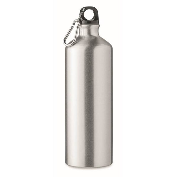 Obrázky: Stříbrná jednostěnná hliníková láhev s karabinou 1l, Obrázek 1