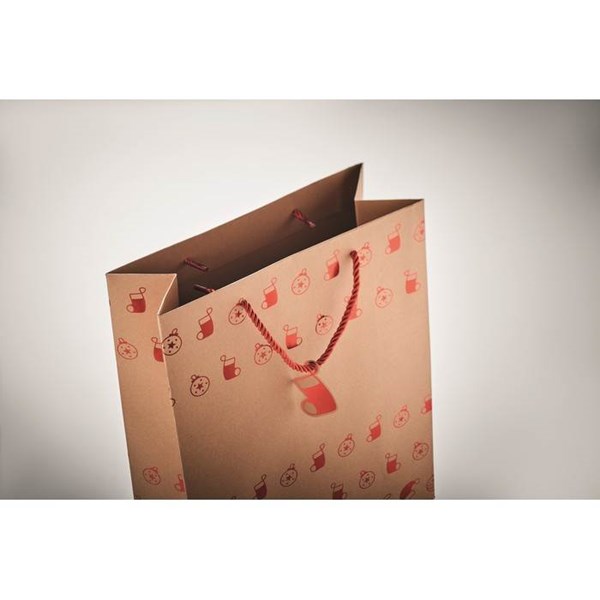Obrázky: Vánoční papírová taška 25x11x32 cm, červený motiv, Obrázek 4