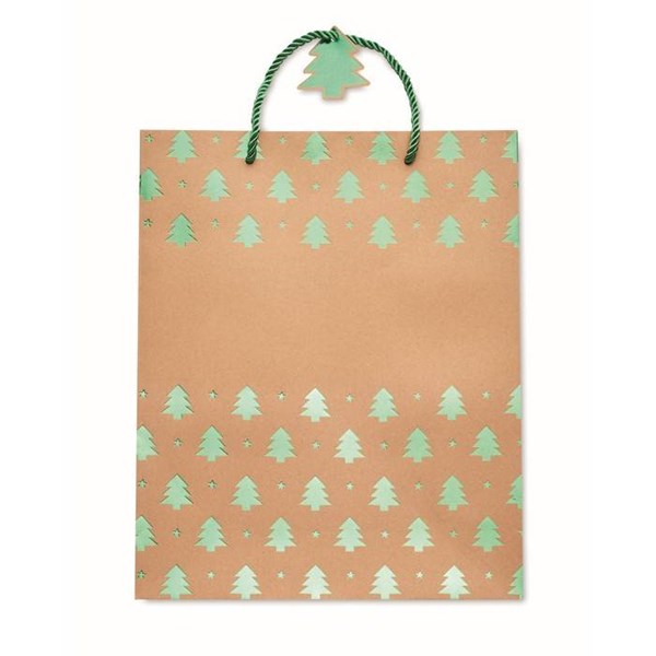 Obrázky: Vánoční papírová taška 25x11x32 cm, zelený motiv, Obrázek 3
