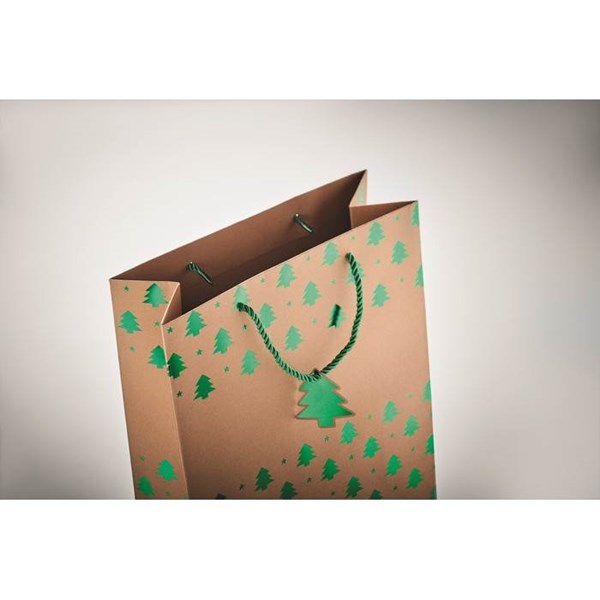 Obrázky: Vánoční papírová taška 25x11x32 cm, zelený motiv, Obrázek 4