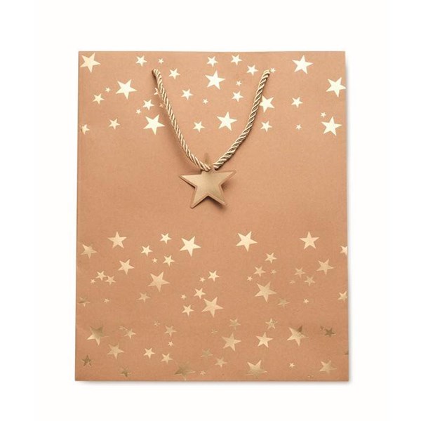 Obrázky: Vánoční papírová taška 25x11x32 cm, zlatý motiv, Obrázek 3