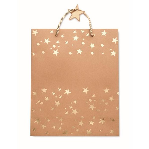Obrázky: Vánoční papírová taška 25x11x32 cm, zlatý motiv, Obrázek 4