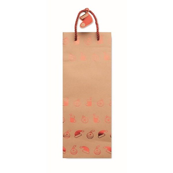 Obrázky: Vánoční taška na víno 9x12x35 cm, červený motiv, Obrázek 7