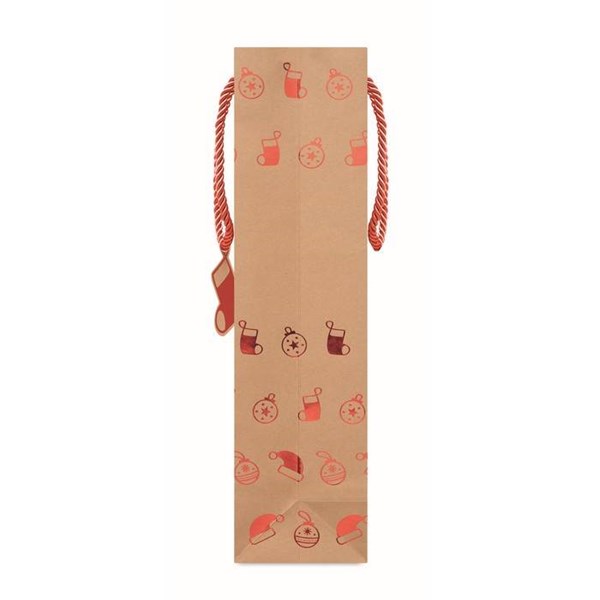 Obrázky: Vánoční taška na víno 9x12x35 cm, červený motiv, Obrázek 8