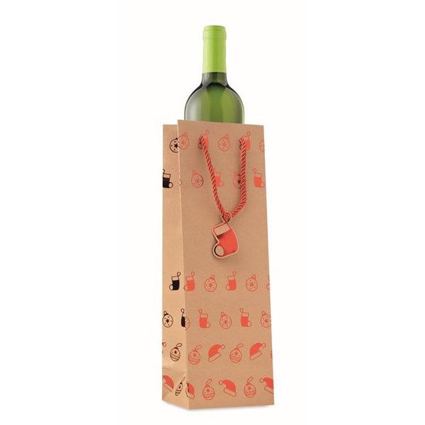 Obrázky: Vánoční taška na víno 9x12x35 cm, červený motiv, Obrázek 10