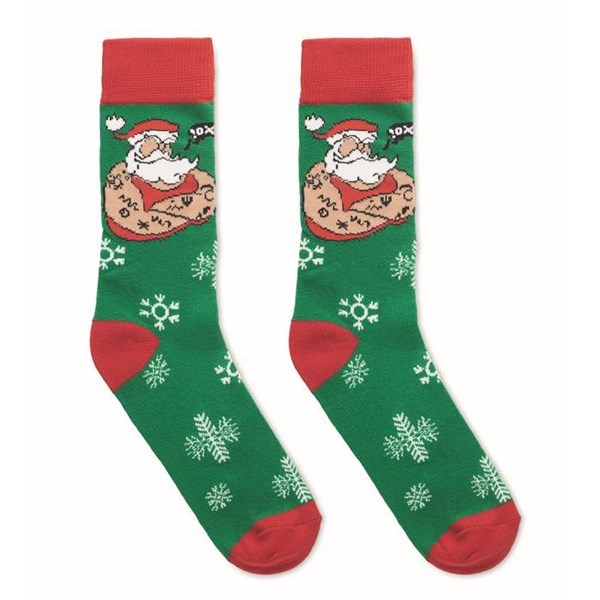 Obrázky: Pár ponožek s vánočním motivem, vel. L zelené, Obrázek 2