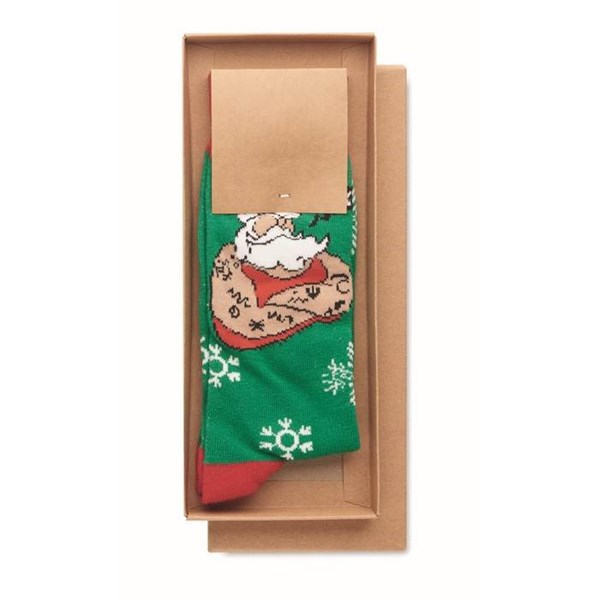 Obrázky: Pár ponožek s vánočním motivem, vel. L zelené, Obrázek 3
