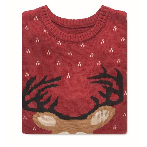 Obrázky: Červený vánoční svetr s motivem soba, vel. L/XL, Obrázek 3