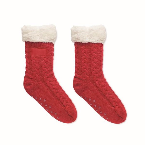 Obrázky: Červené pletené ponožky, 1 pár, vel. M, Obrázek 2
