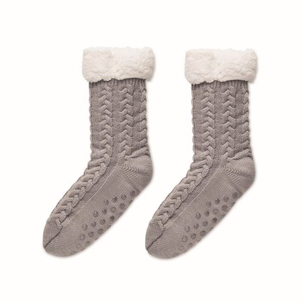 Obrázky: Šedé pletené ponožky, 1 pár, vel. M, Obrázek 3
