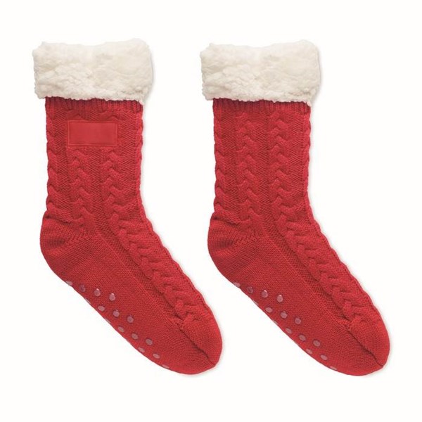 Obrázky: Červené pletené ponožky, 1 pár, vel. L, Obrázek 2