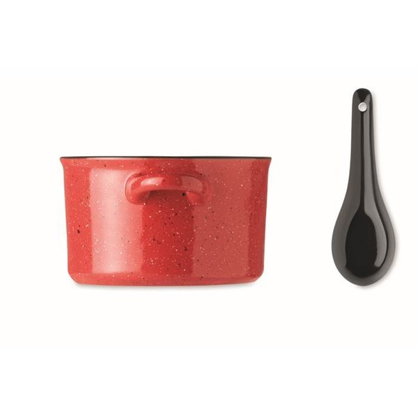 Obrázky: Keramická vintage miska se lžící 550 ml červená, Obrázek 5